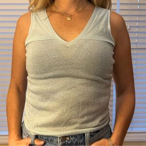 Sigrid Olsen Shimmering Silver Blue Sleeveless Tank Top Size M Excellent